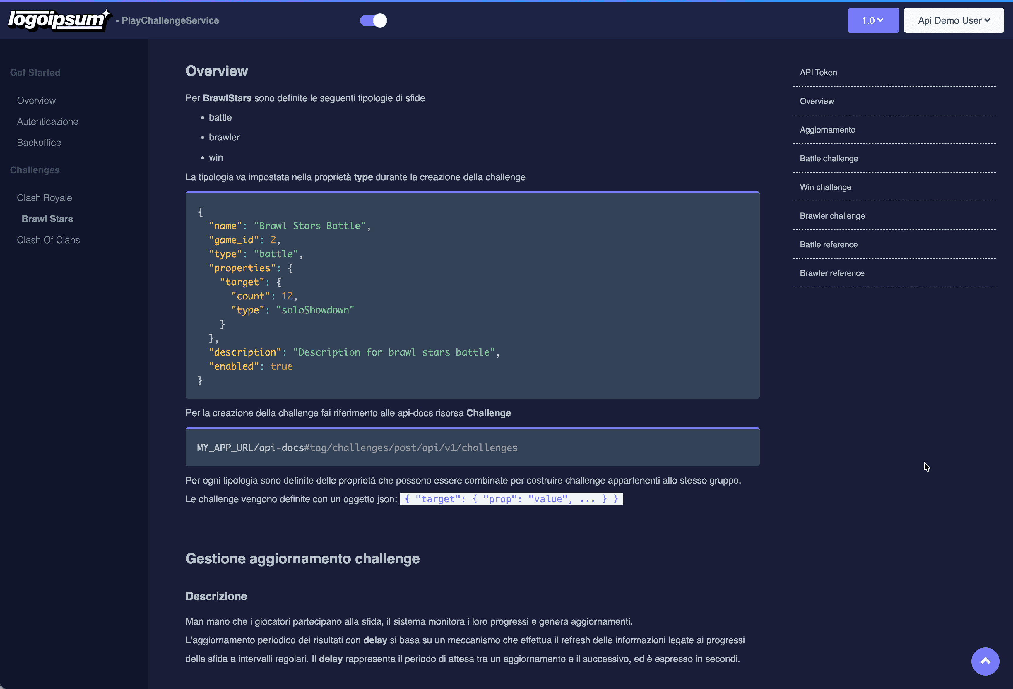 Guida pratica all'utilizzo delle challenge con esempi di chiamate API