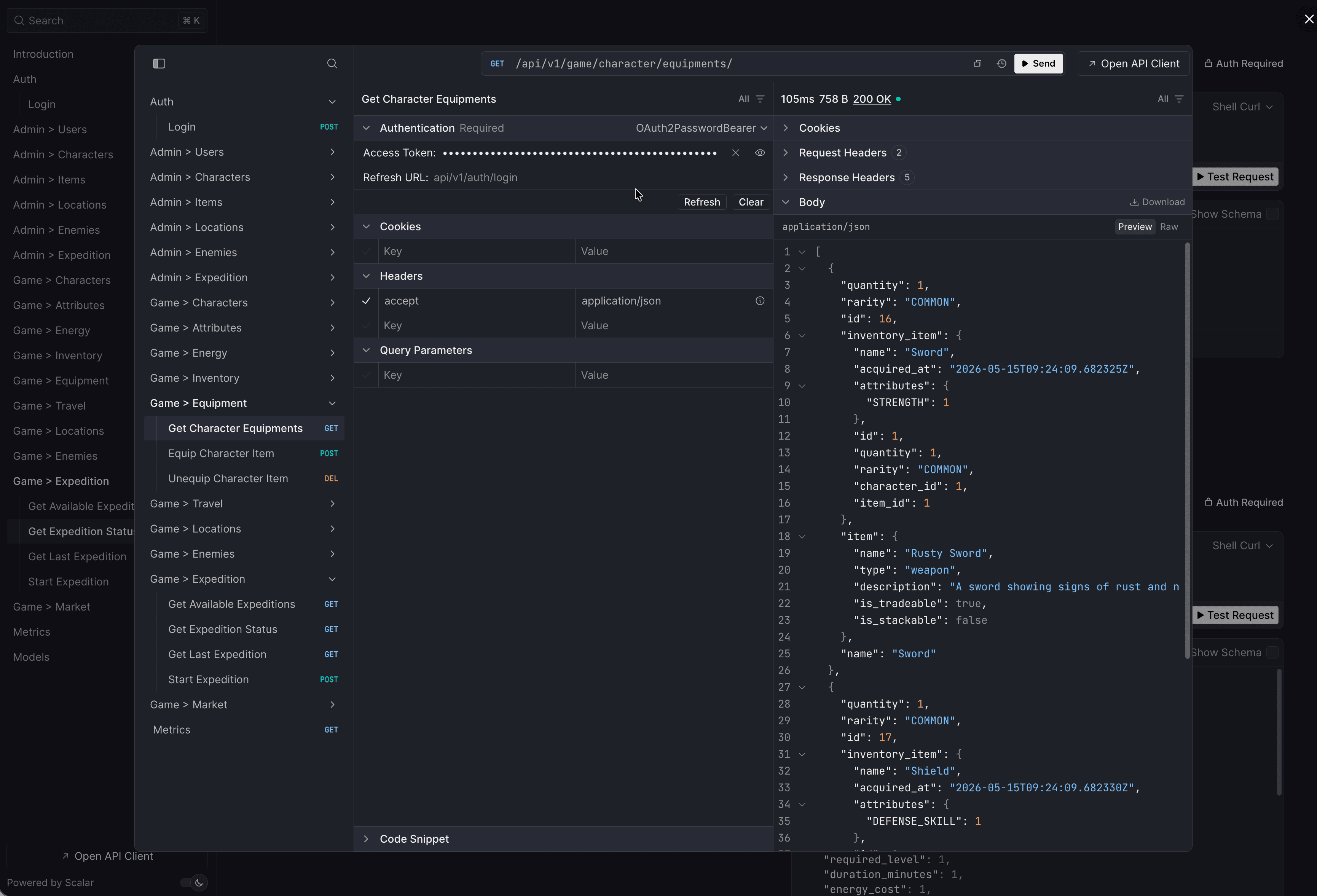 Documentazione OpenAPI con GUI di test per l'esecuzione degli endpoint
